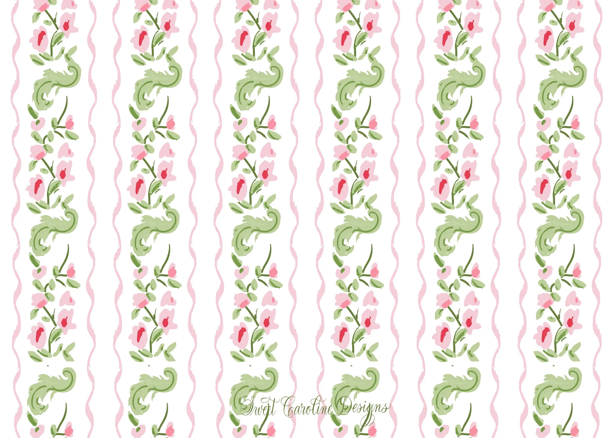 Pink/Green Garden Stationery