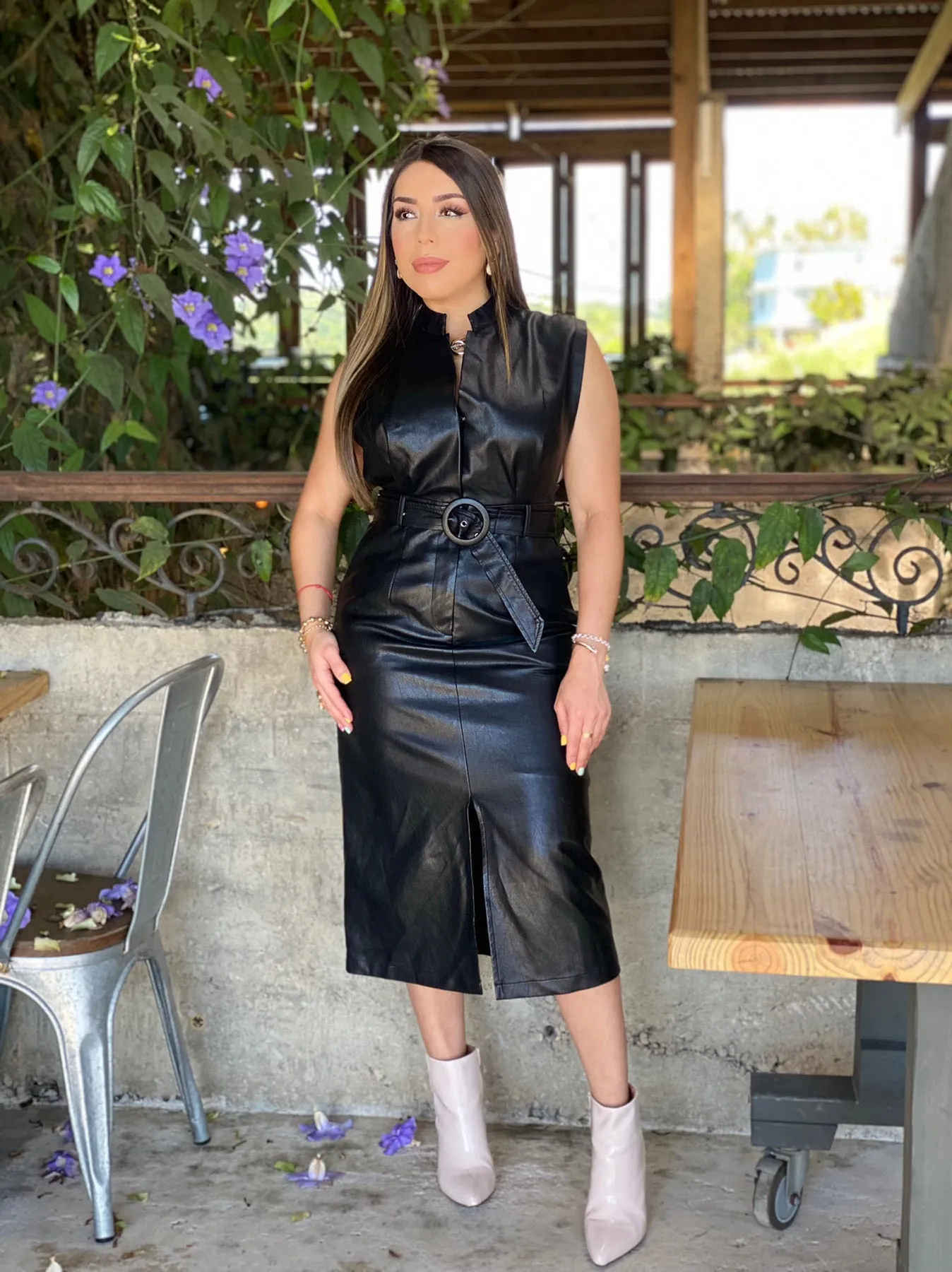 Pleather Sleeveless Dress