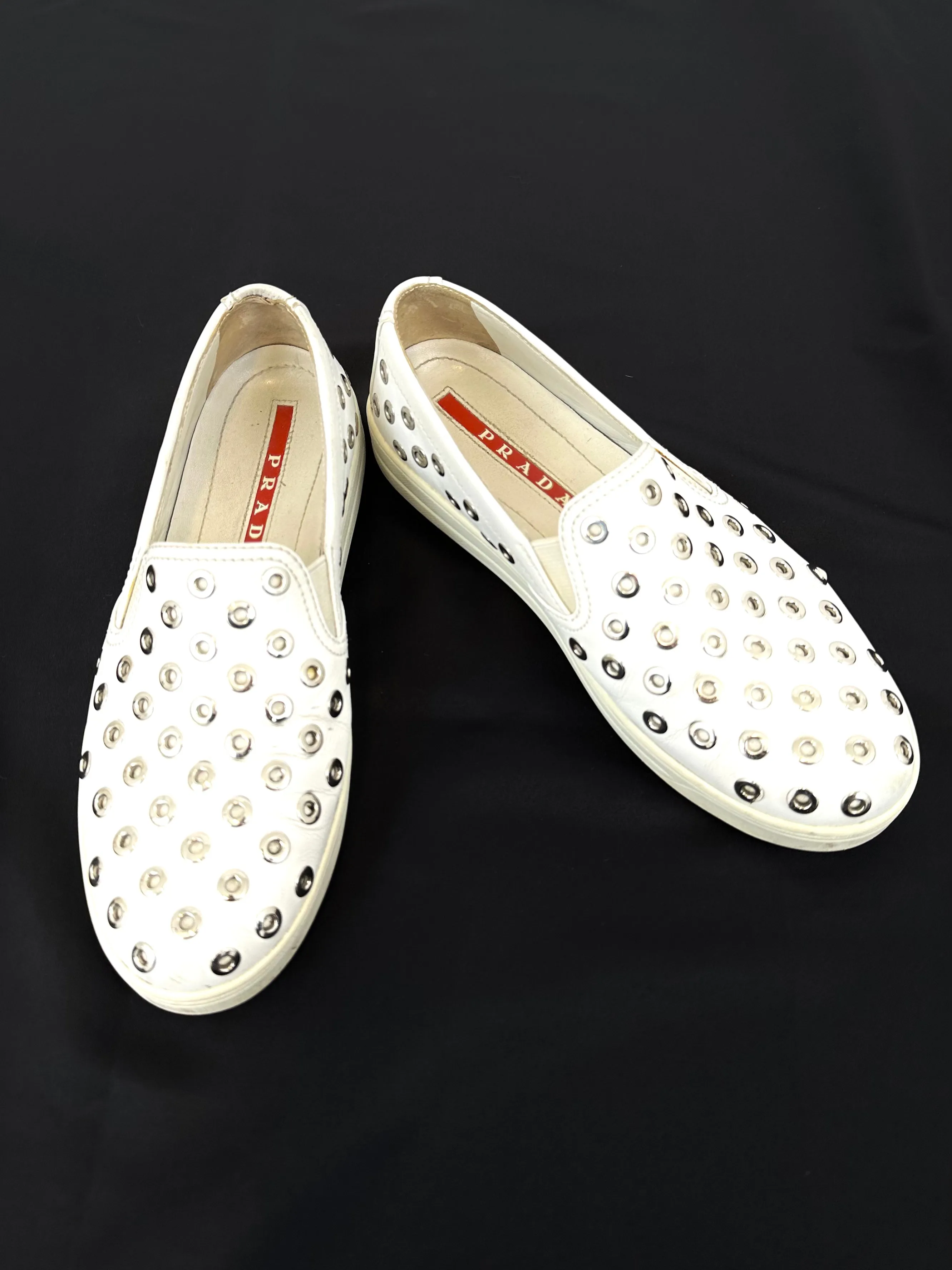 Prada Sport Leather Grommet Sneakers