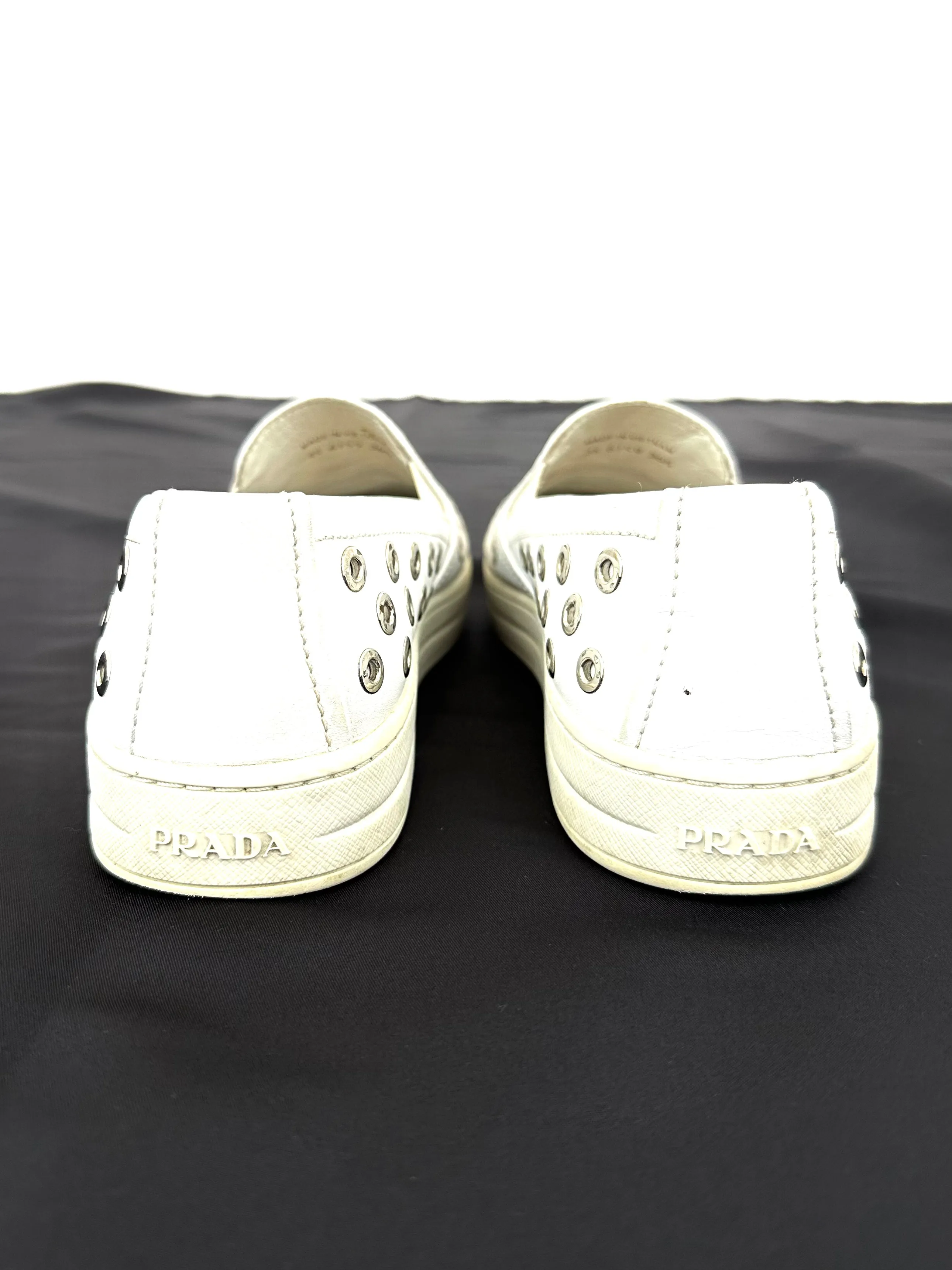 Prada Sport Leather Grommet Sneakers