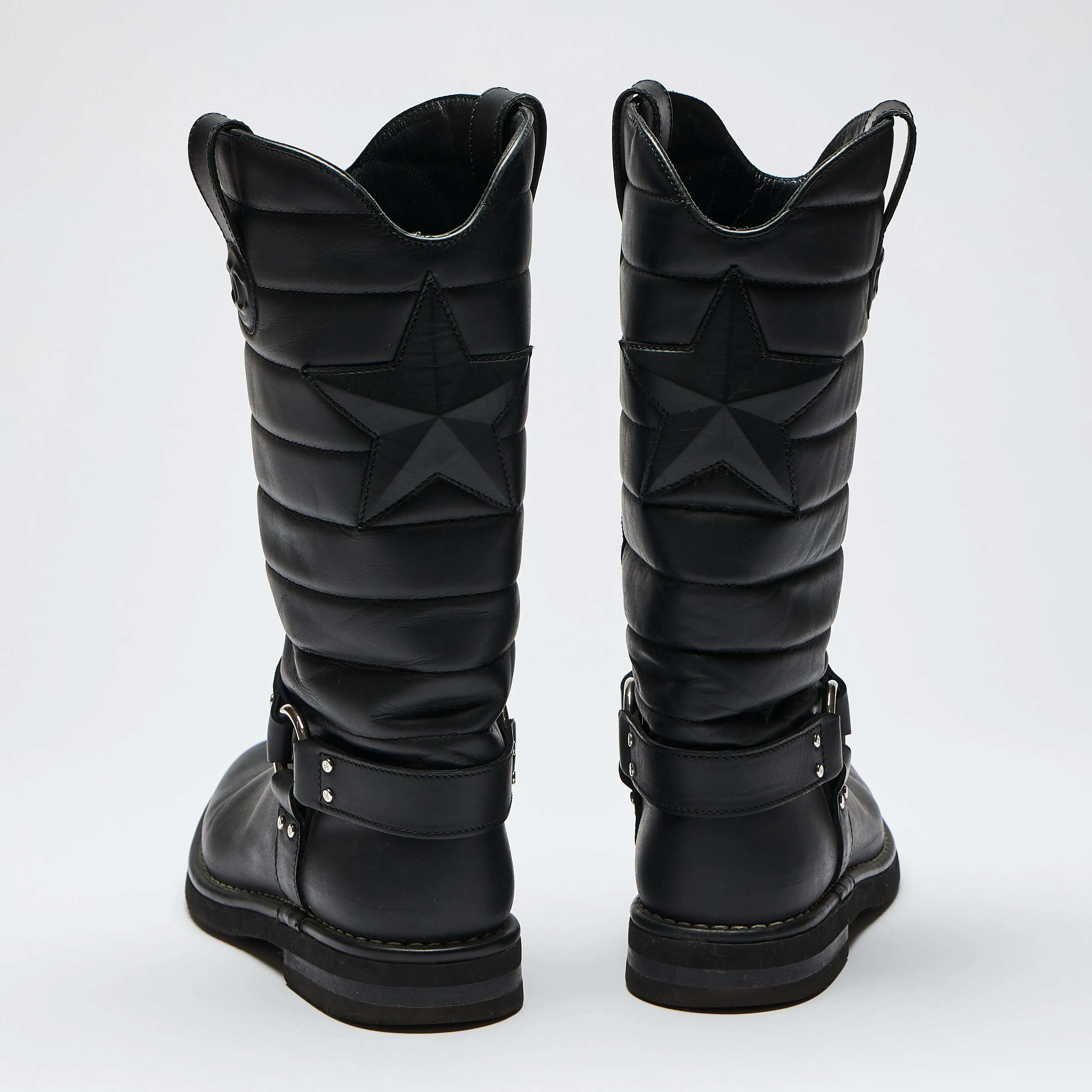 Pre-Loved Chanel™ Black Quilted Leather Mid Boots Size 38.5