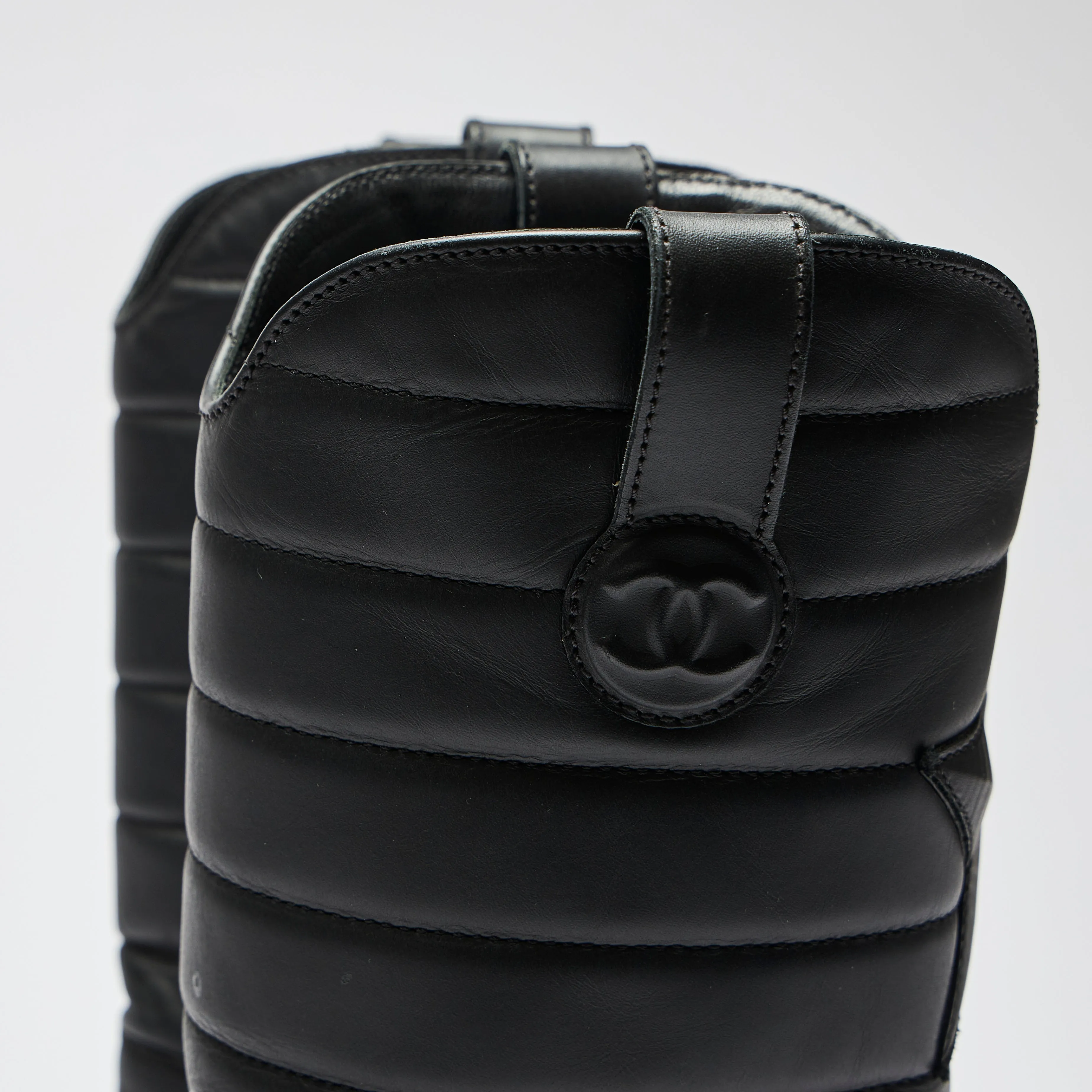 Pre-Loved Chanel™ Black Quilted Leather Mid Boots Size 38.5