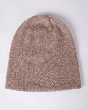premium cashmere slouchy beanie - toast