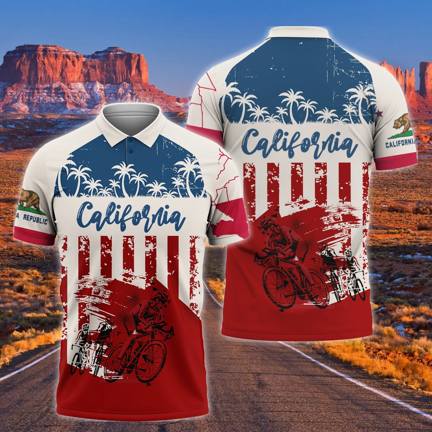 Premium Men's Cycling Polo Shirt California- Hdmt