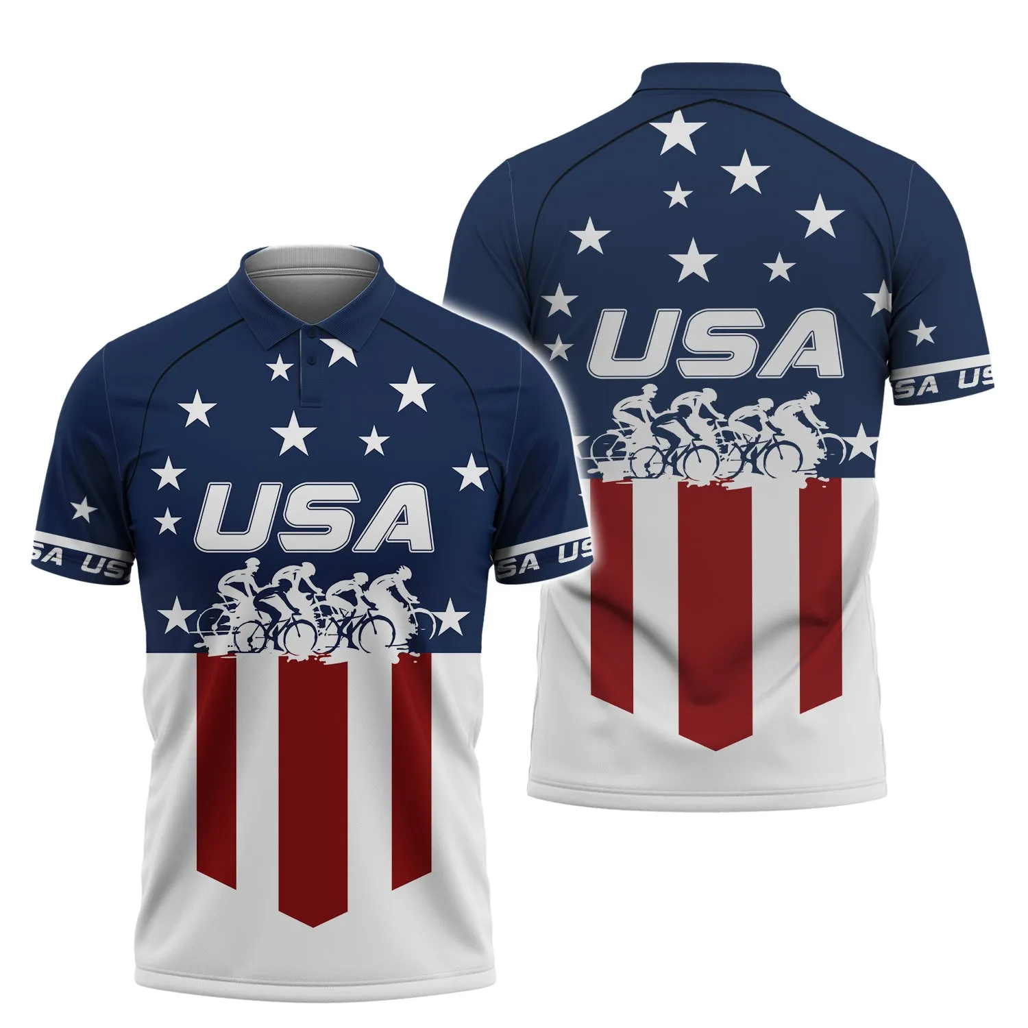 Premium Men's Cycling Polo Shirt USA - Hdmt