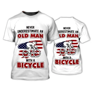 Premium Men's Cycling T Shirt An Old Man With A Bicycle- Hdmt