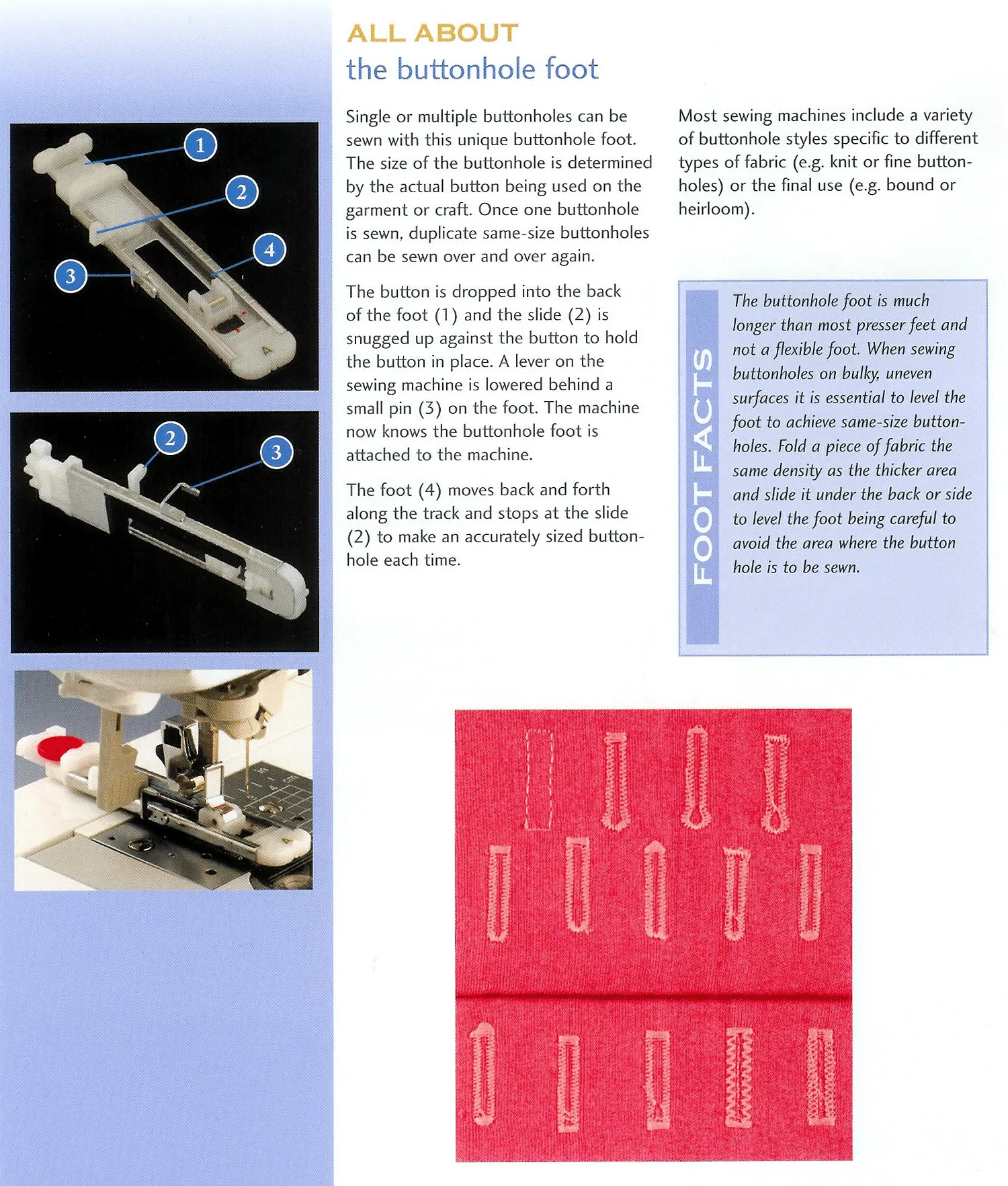 Premium Plastic Buttonhole Presser Foot