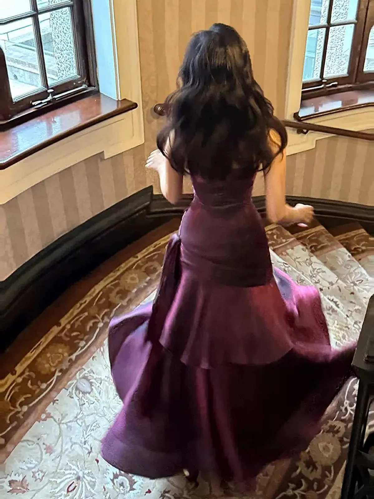 Purple Satin Straps Mermaid Long Formal Dress, Purple Prom Dress Evening Dress