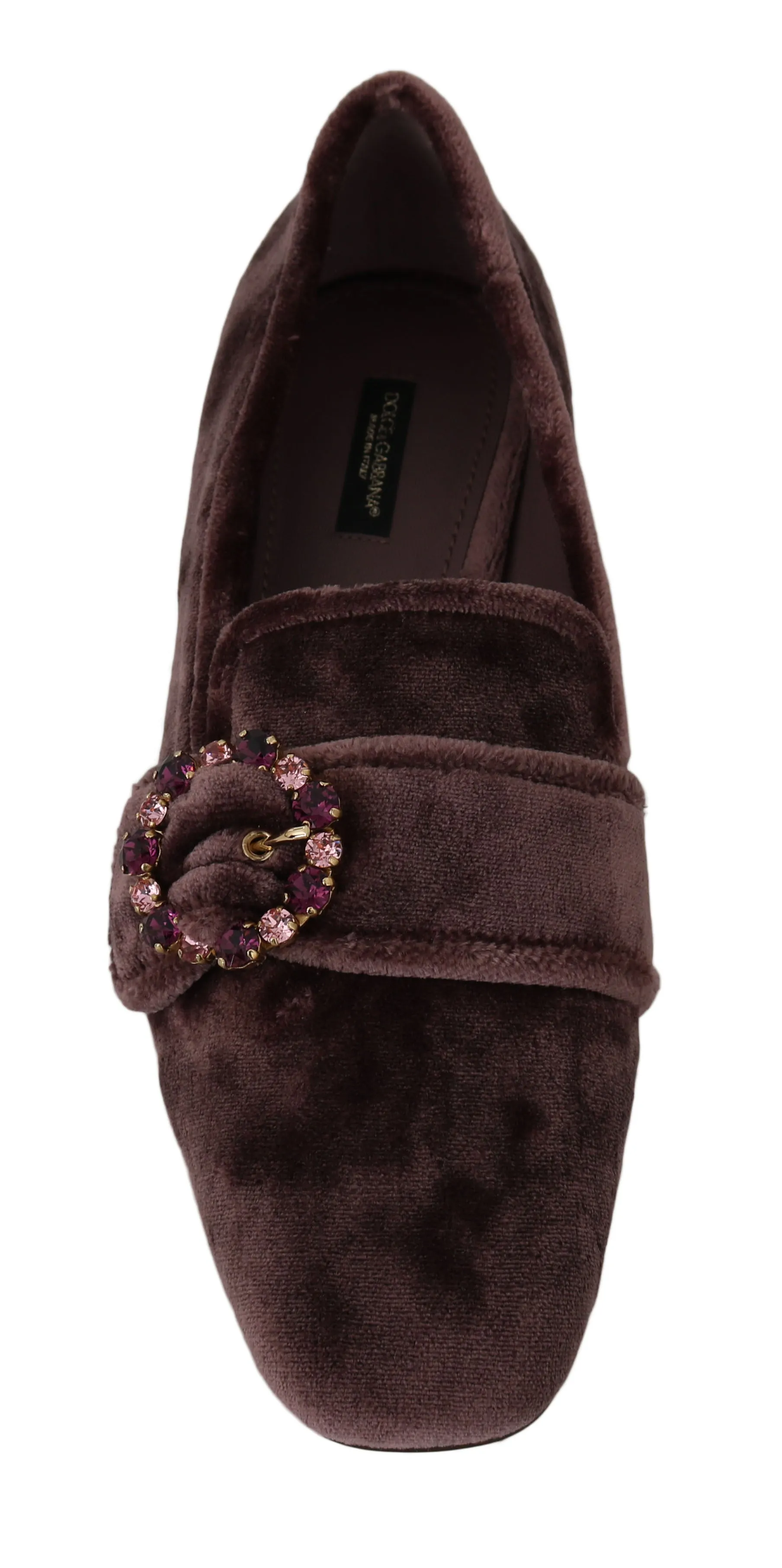 Purple  Velvet Pink Crystal Loafers