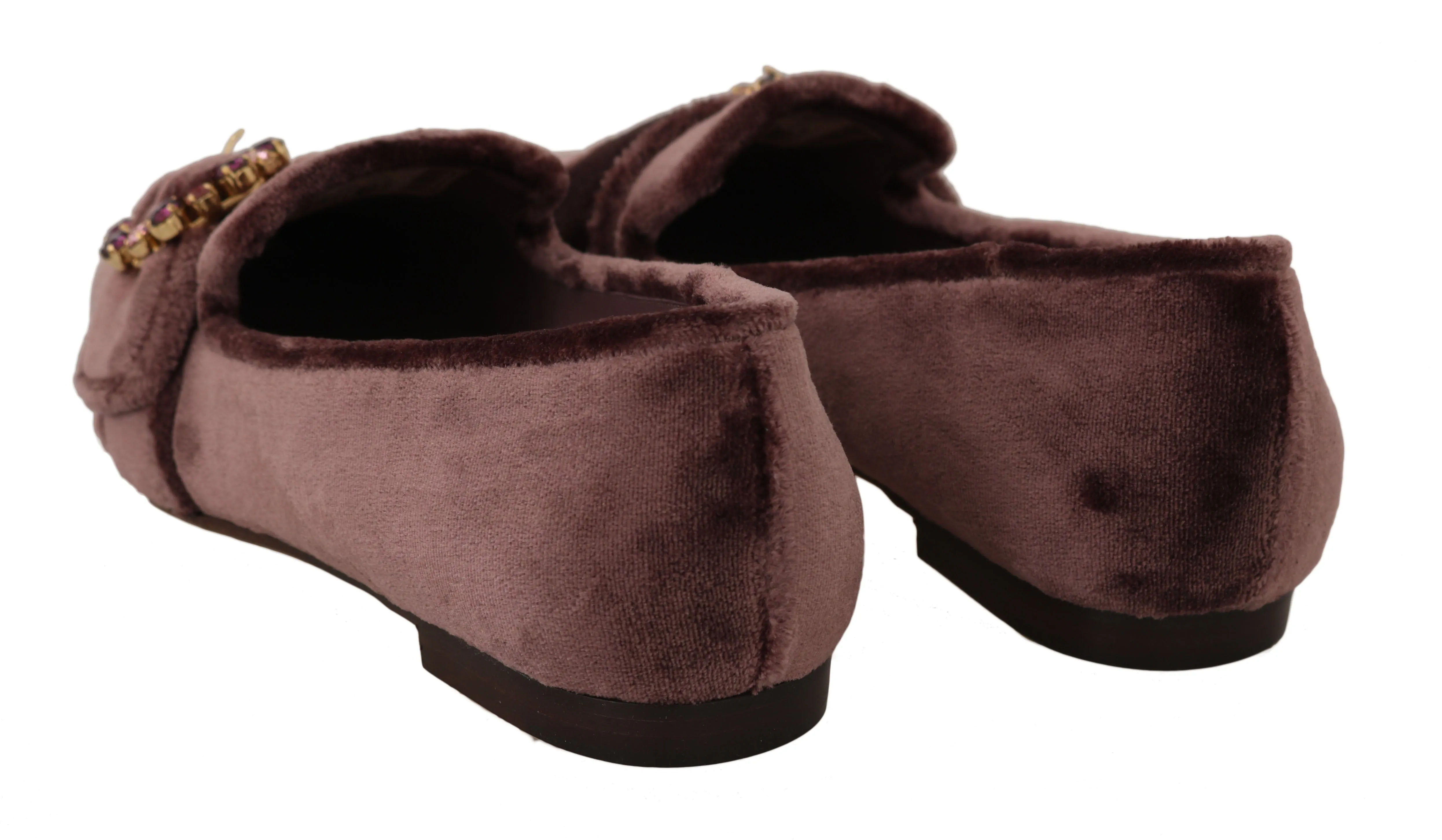 Purple  Velvet Pink Crystal Loafers