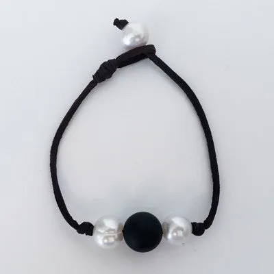 "Line Dance Onyx" Freshwater Pearl Bracelet