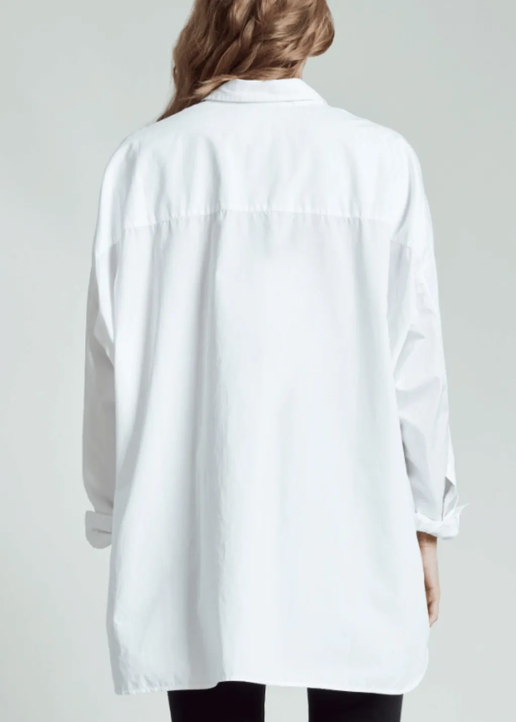R13 Drop Neck Oxford Shirt in White