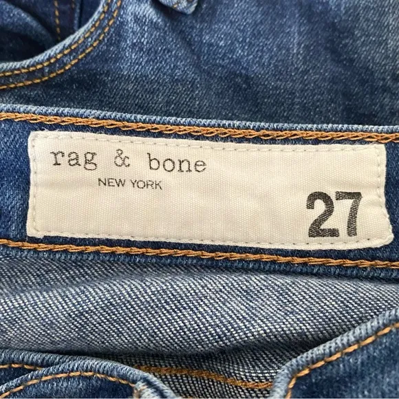 Rag &amp; Bone Hi Rise Ankle Skinny Jeans in Lenox Womens Size 27 Raw Hem