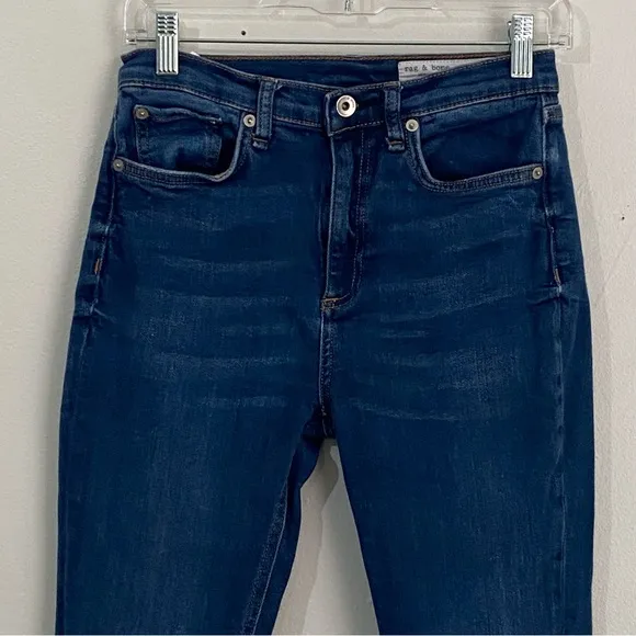 Rag &amp; Bone Hi Rise Ankle Skinny Jeans in Lenox Womens Size 27 Raw Hem