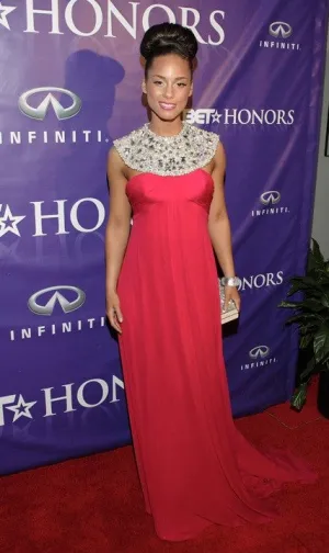 Red Alicia Keys Sequins Scoop Neck Dress Beaded Prom Red Carpet Formal Dress Naeem Khan Spring Summer