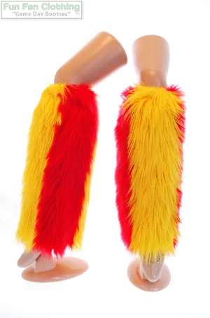 Red and Yellow Fur Leg Warmers - Red and Yellow Leg Warmers - Game Day Booties
