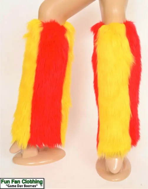 Red and Yellow Fur Leg Warmers - Red and Yellow Leg Warmers - Game Day Booties