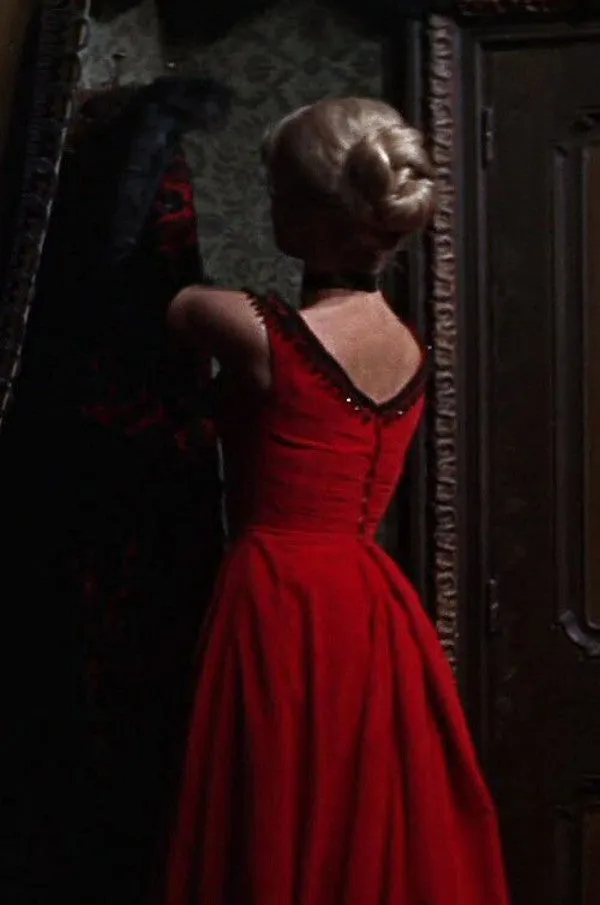 Red Julie Christie Vintage Dress Doctor Zhivago Formal Prom Dress with Gloves