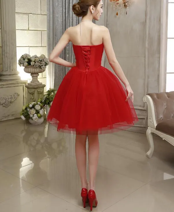 Red Tulle Beaded Sparkle Homecoming Dresses, Lovely Girls Formal Dress, Red Short Prom Dress