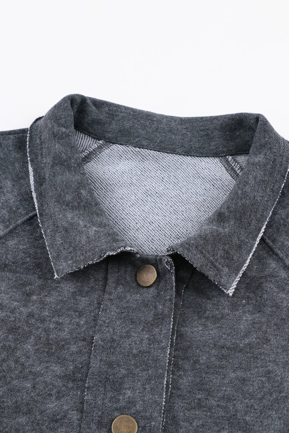 Red Vintage Washed Flap Pocket Button Shacket