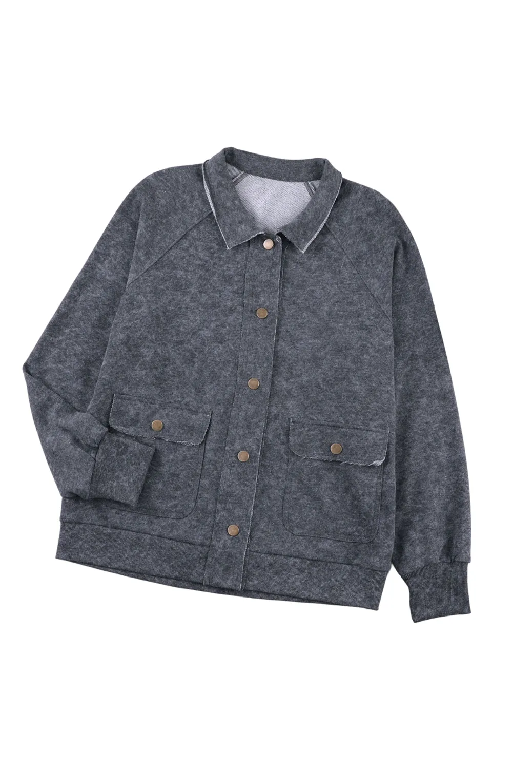Red Vintage Washed Flap Pocket Button Shacket