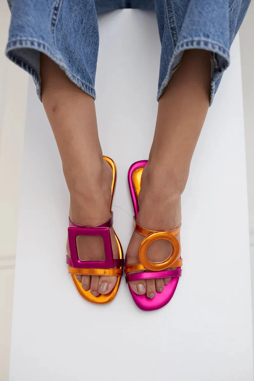 Retro Glam Slides-Orange and Fuchsia