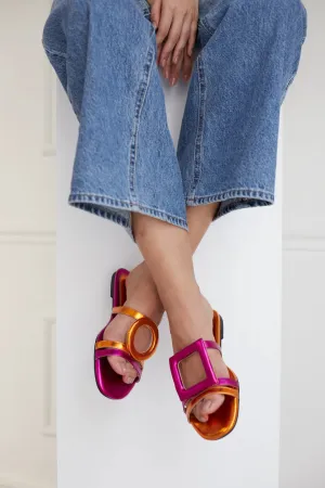 Retro Glam Slides-Orange and Fuchsia