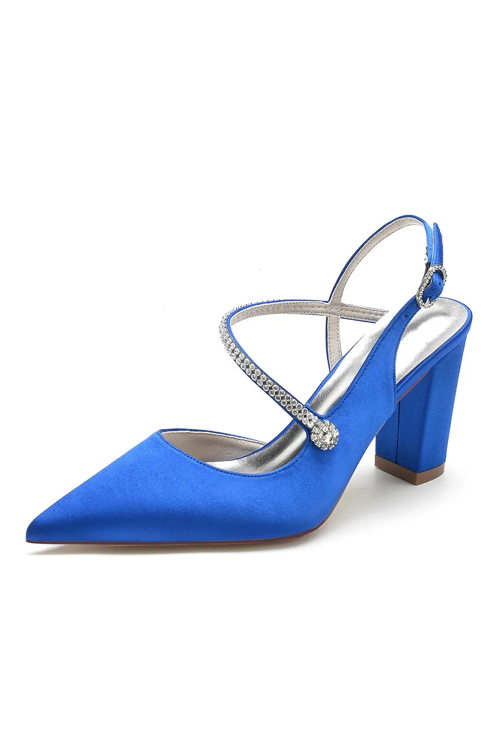 Rhinestone Strap Block Heel Sandals