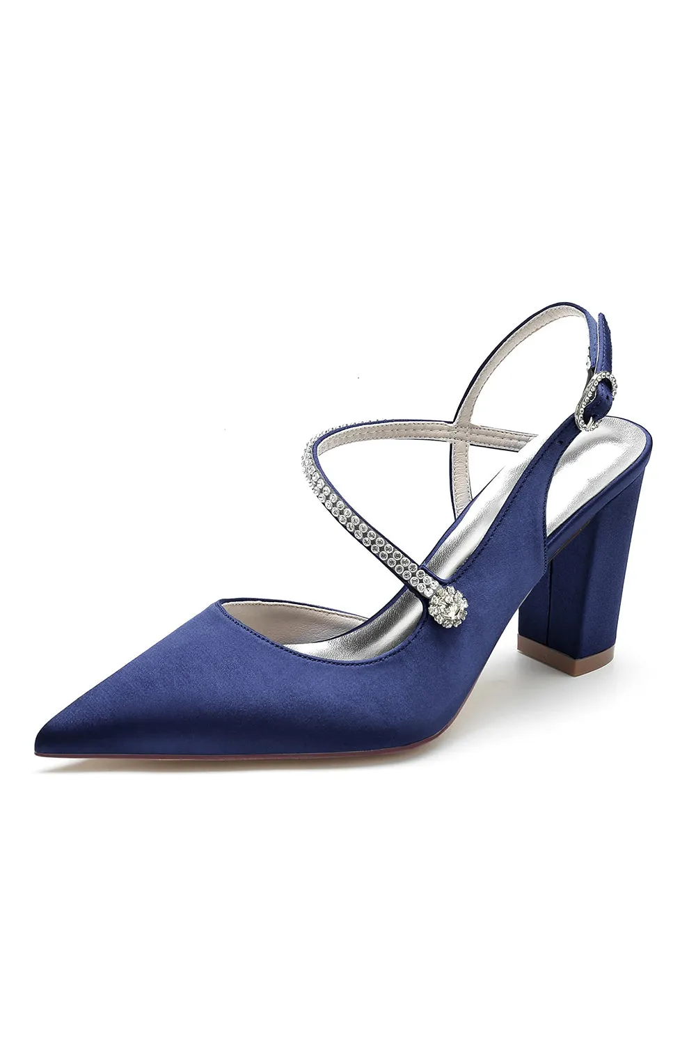 Rhinestone Strap Block Heel Sandals
