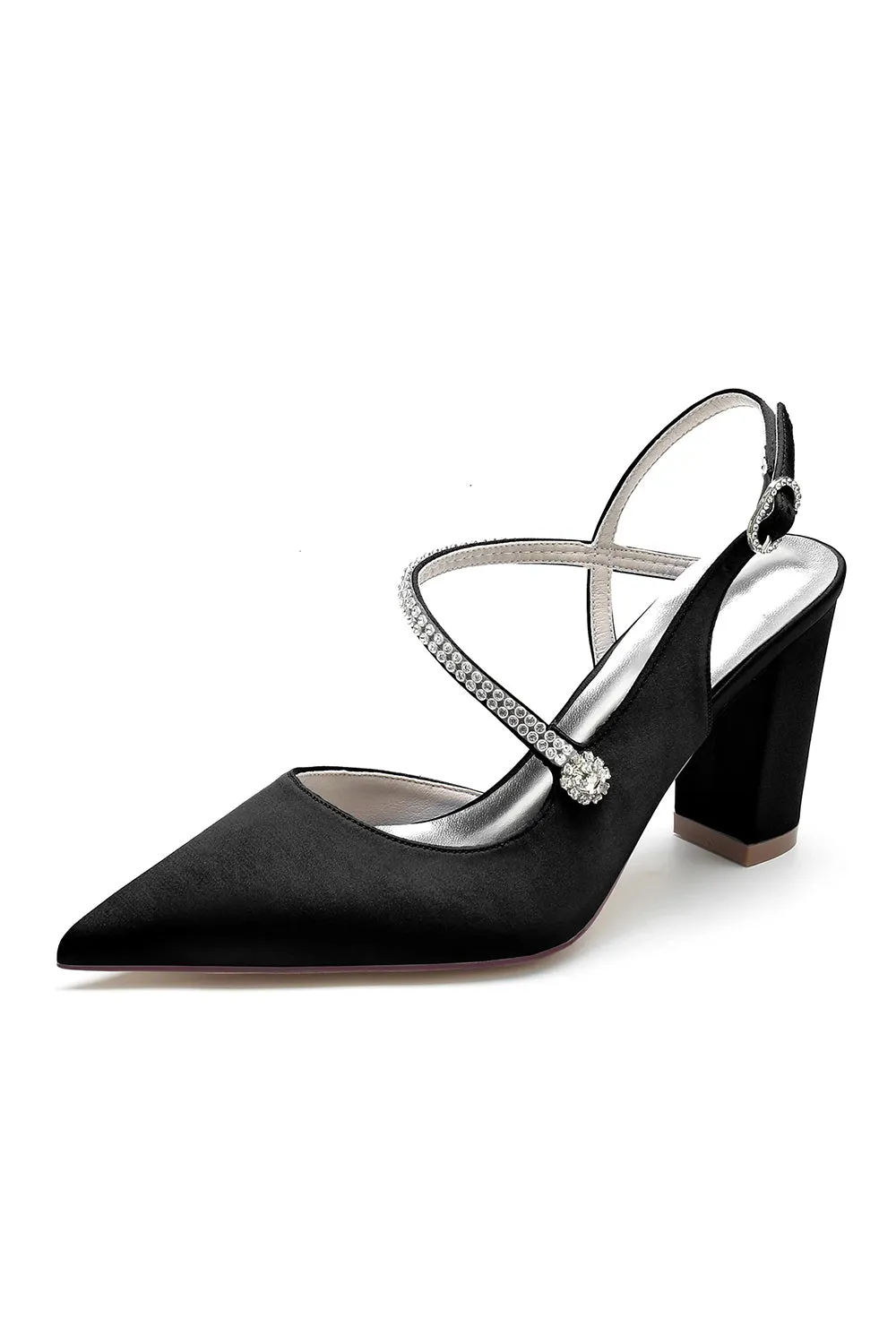 Rhinestone Strap Block Heel Sandals