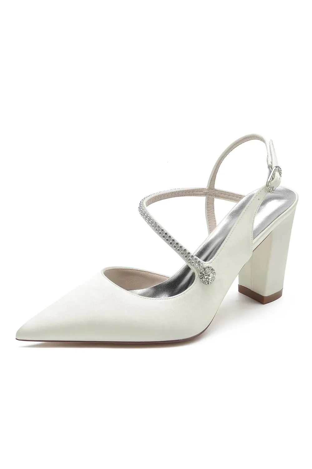 Rhinestone Strap Block Heel Sandals