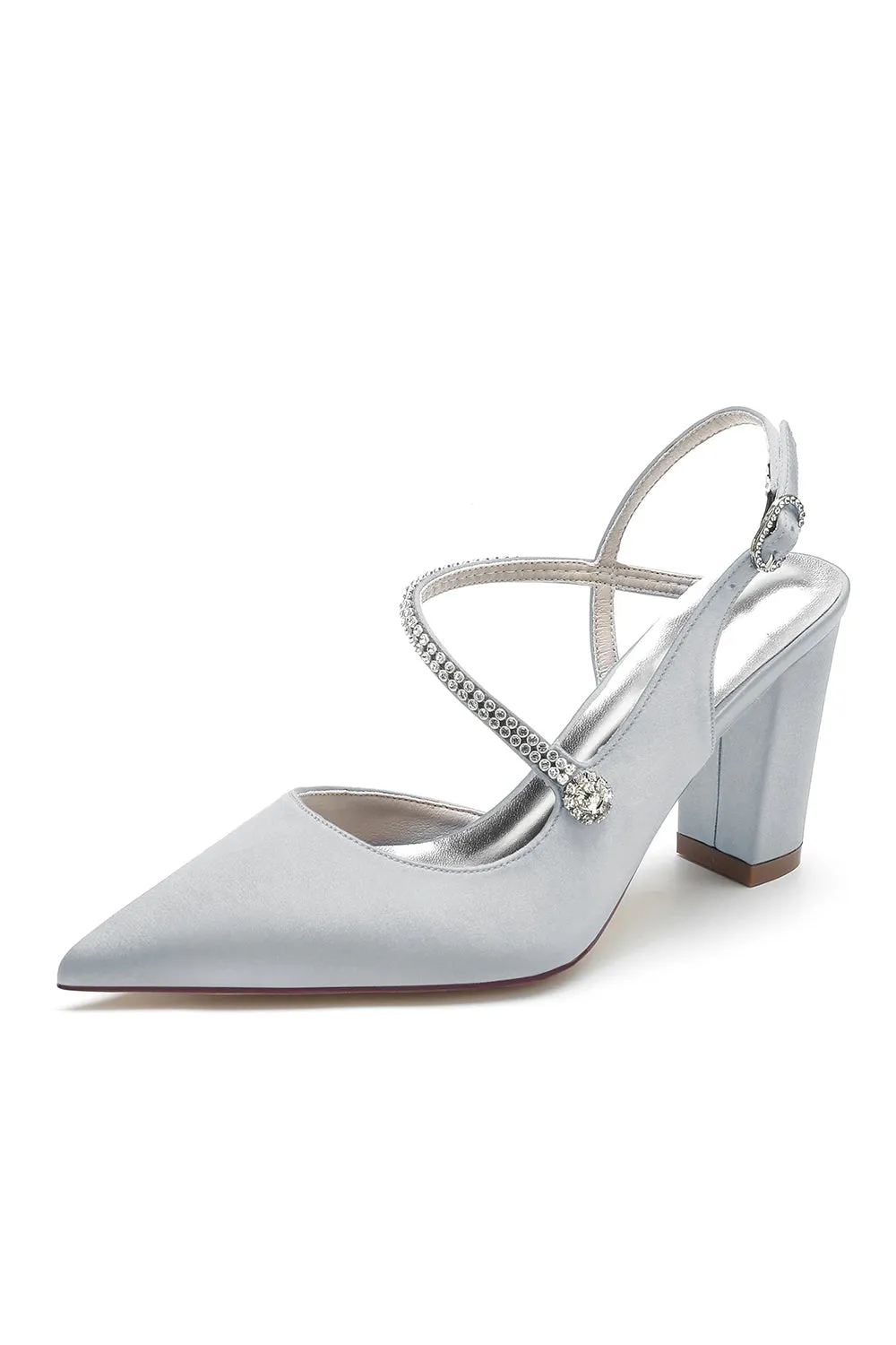 Rhinestone Strap Block Heel Sandals