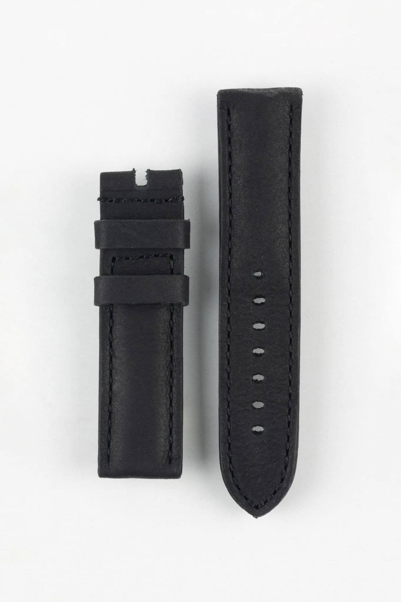 RIOS1931 DERBY Genuine Vintage Leather Watch Strap in BLACK