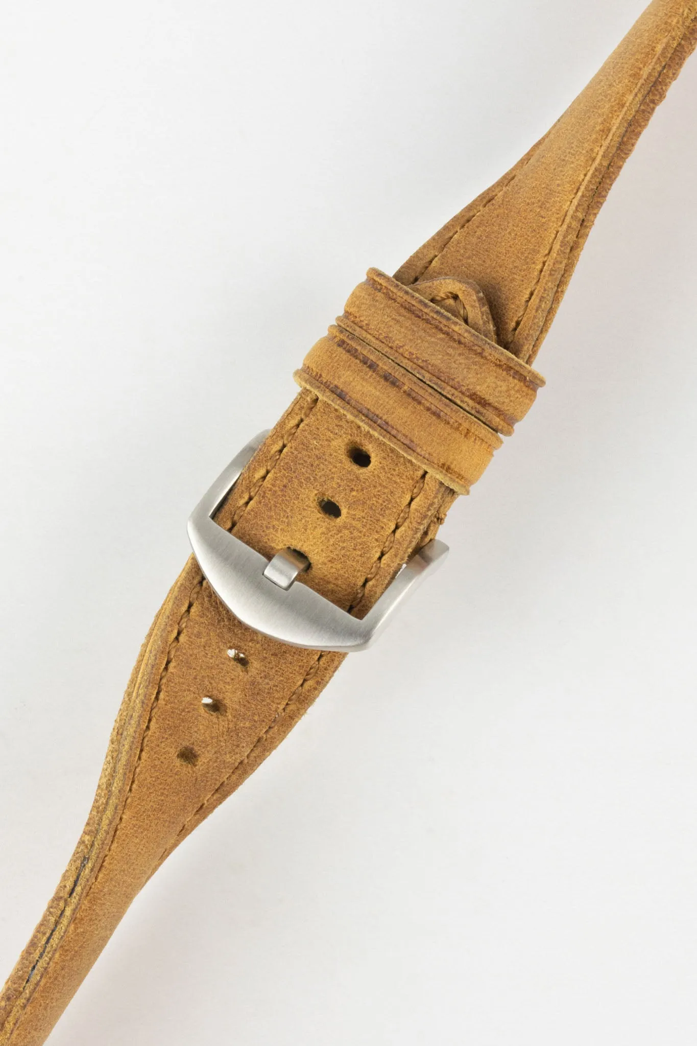 RIOS1931 DERBY Genuine Vintage Leather Watch Strap in HONEY