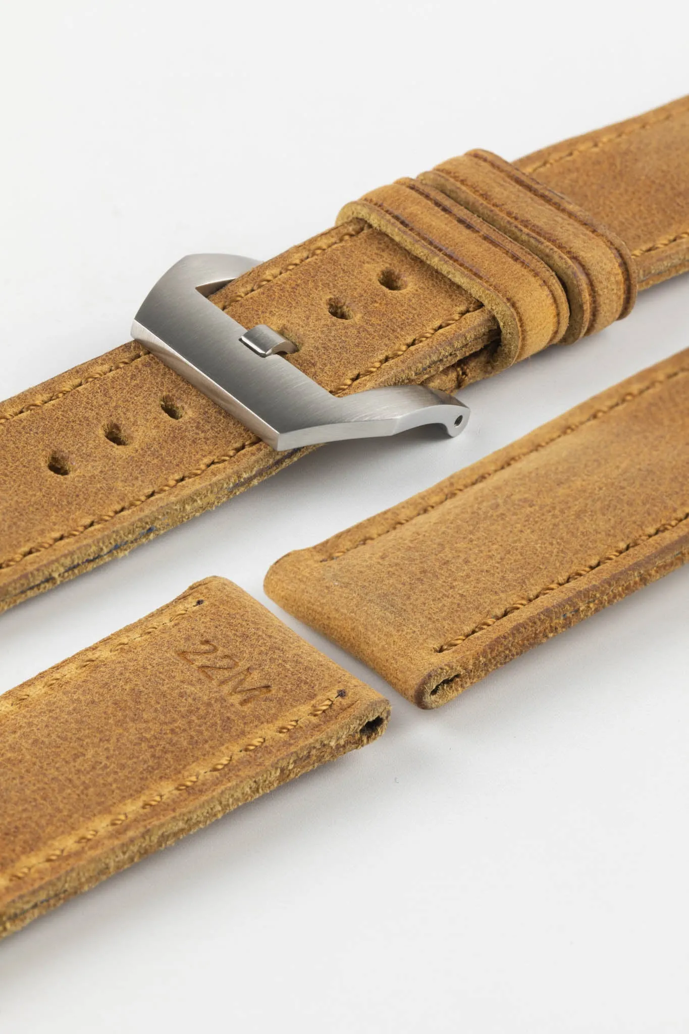 RIOS1931 DERBY Genuine Vintage Leather Watch Strap in HONEY