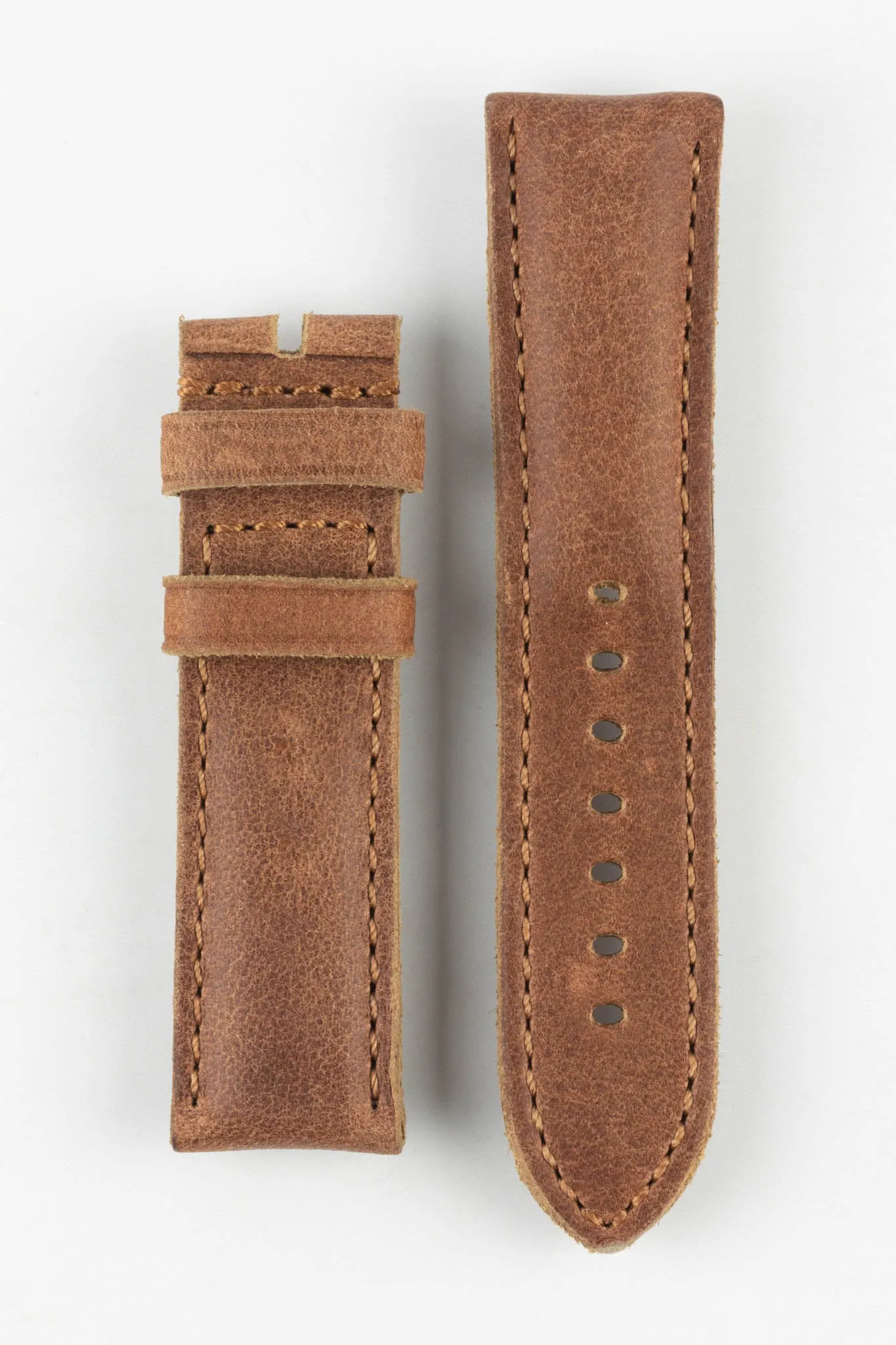 RIOS1931 DERBY Genuine Vintage Leather Watch Strap in MAHOGANY