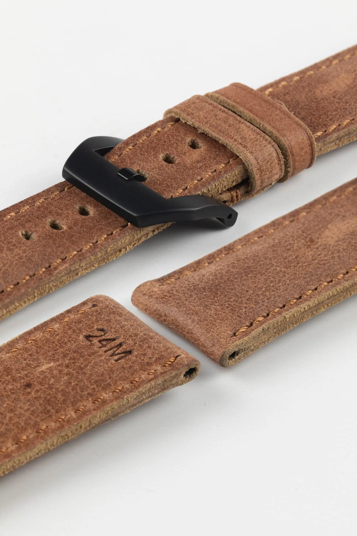 RIOS1931 DERBY Genuine Vintage Leather Watch Strap in MAHOGANY