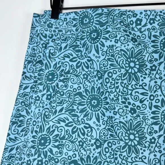 Ripskirt Hawaii Medium Tuscan Blue Floral True Wrap Mini Skirt Aloha Resortwear