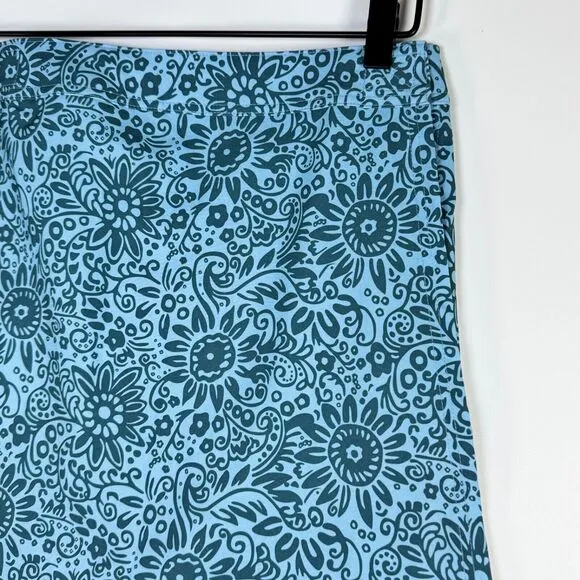 Ripskirt Hawaii Medium Tuscan Blue Floral True Wrap Mini Skirt Aloha Resortwear