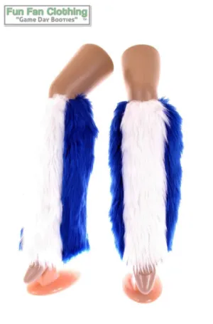 Royal Blue & White Faux Fur Leg Warmers - Game Day Booties