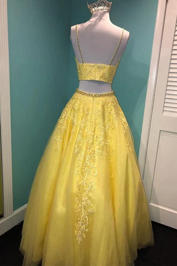 Royal Blue Sparkle Tulle Appliques Two Piece Prom/Formal Dress  PSK095
