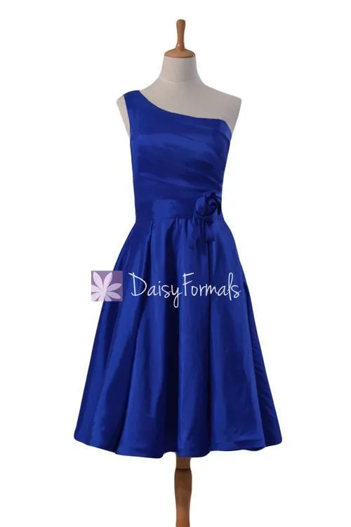 Royal Blue Taffeta Bridesmaids Dress One Shoulder Party Dress (BM32326)