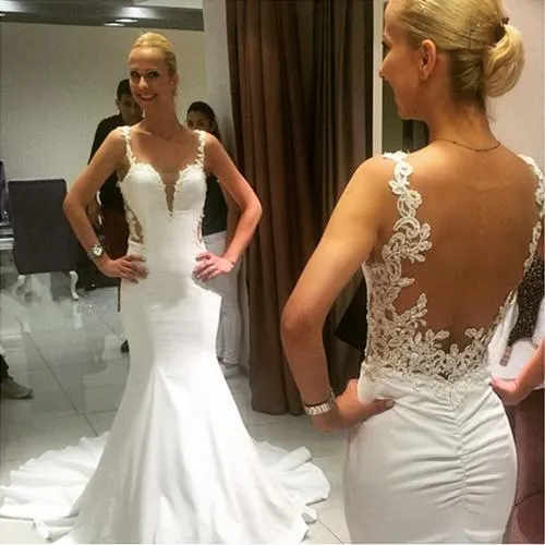 Roycebridal Gorgeous Vintage Mermaid Lace Backless Sweetheart Long Wedding Dresses, MW164