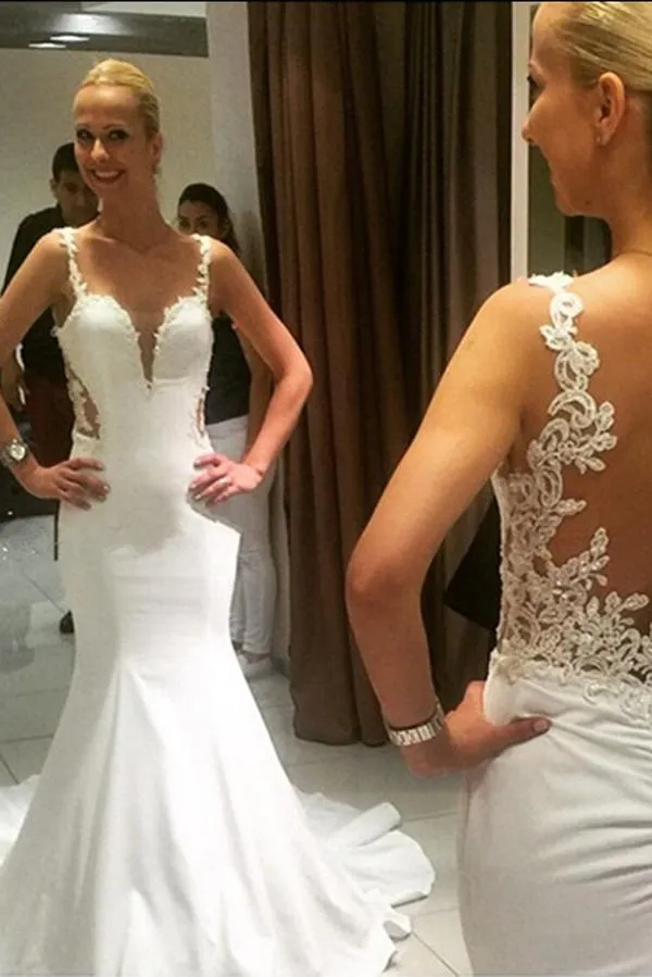 Roycebridal Gorgeous Vintage Mermaid Lace Backless Sweetheart Long Wedding Dresses, MW164