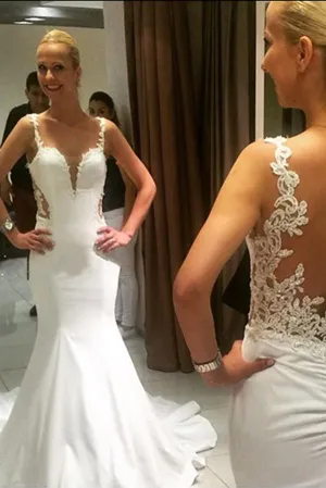 Roycebridal Gorgeous Vintage Mermaid Lace Backless Sweetheart Long Wedding Dresses, MW164