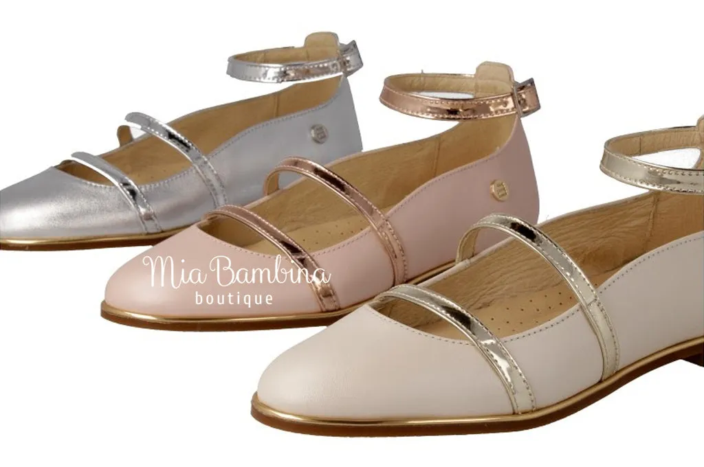 SALE Girls Flat Dress Shoes with Ankle Strap
