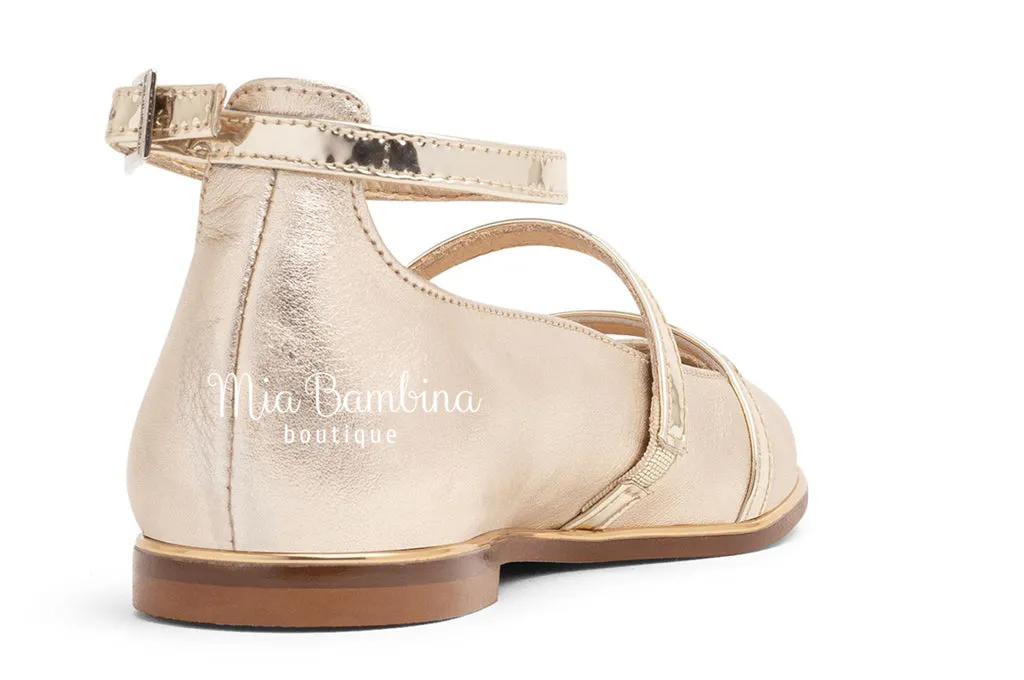 SALE Girls Flat Dress Shoes with Ankle Strap
