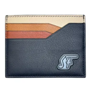 SALVATORE FERRAGAMO Color Block Leather Card Case - Black New w/Tags