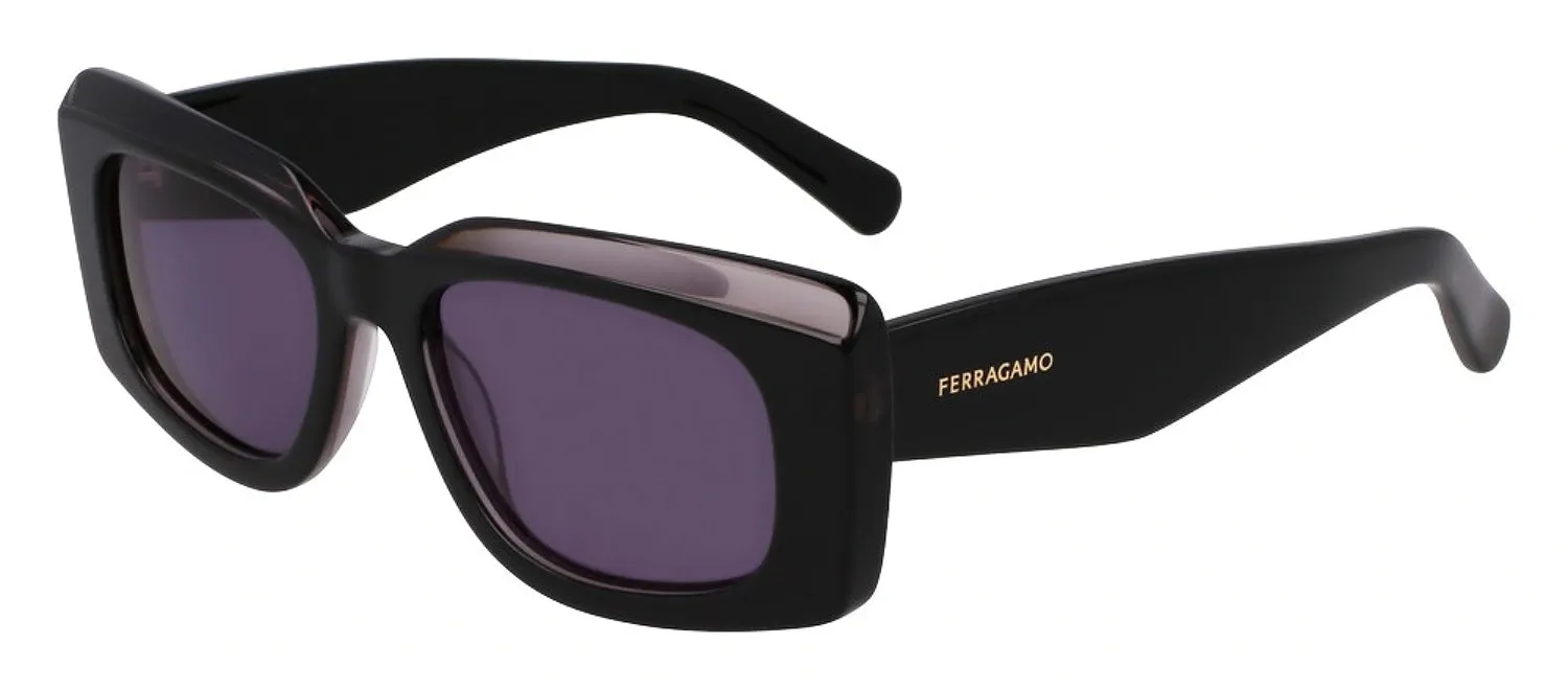Salvatore Ferragamo SF 1079SN 022 Rectangular Plastic Dark Grey Sunglasses with Purple Lens
