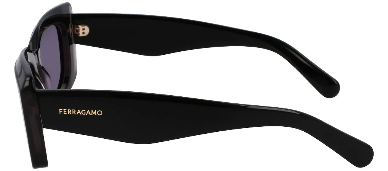 Salvatore Ferragamo SF 1079SN 022 Rectangular Plastic Dark Grey Sunglasses with Purple Lens